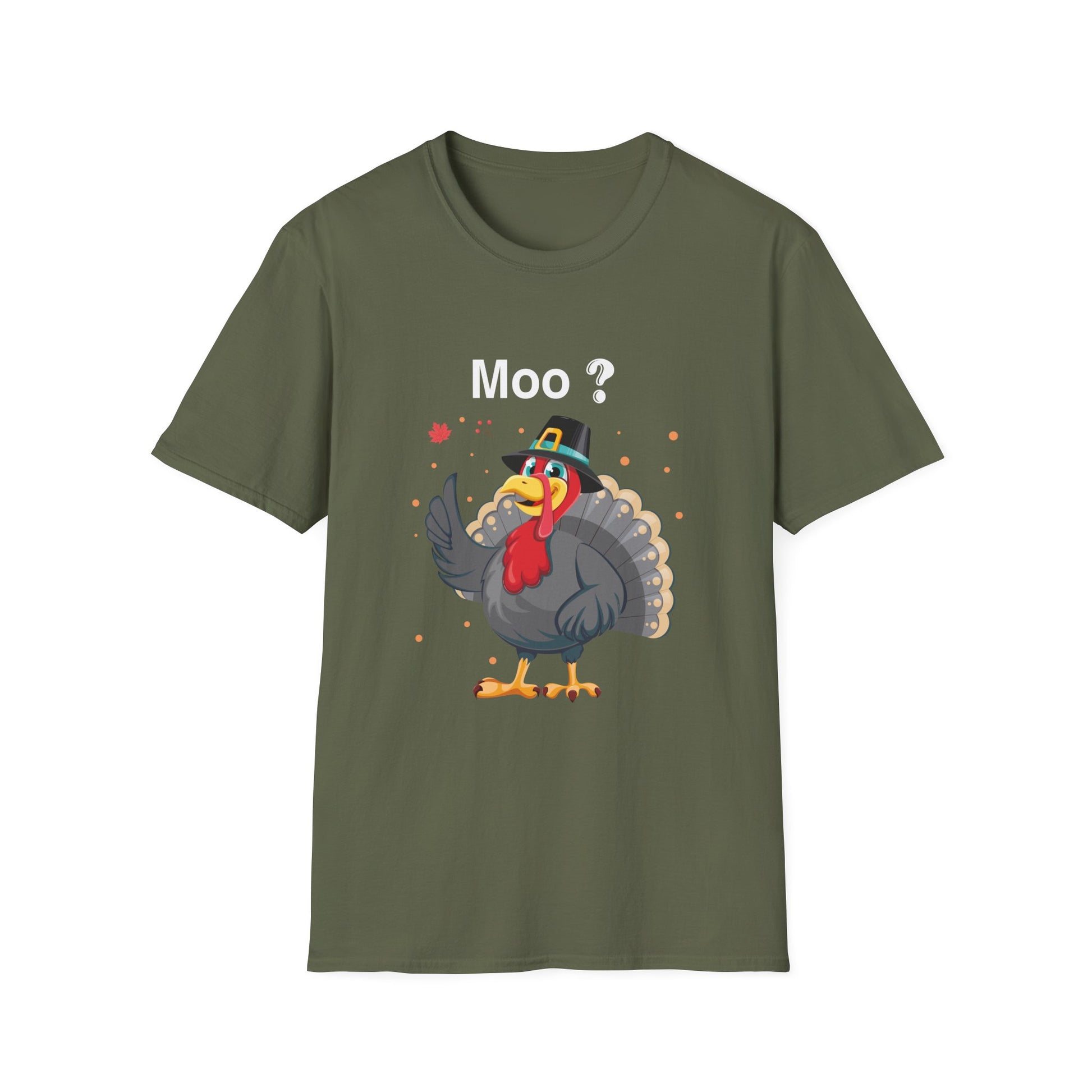 Funny Turkey 'Moo?' T-Shirt - Silly Thanksgiving Turkey Graphic Tee