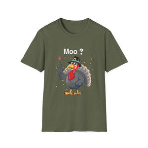 Funny Turkey 'Moo?' T-Shirt - Silly Thanksgiving Turkey Graphic Tee
