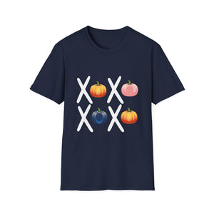 Pumpkin Tic-Tac-Toe T-Shirt — Fall Cute Patchwork Pumpkins Tee