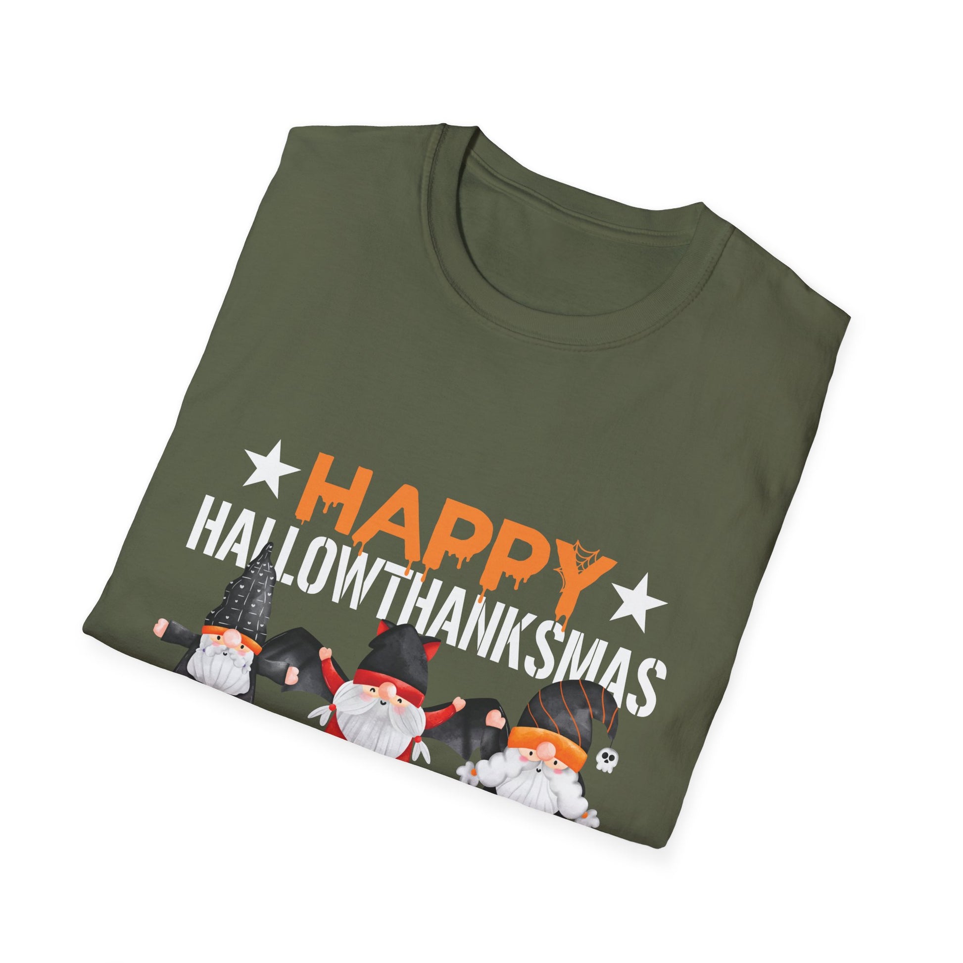 Happy Halowthankmas T-Shirt — Cute Gnome Halloween-Thanksgiving-Christmas Mashup