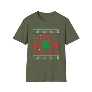 I Hate Christmas T‑Shirt — Funny Anti-Christmas Ugly Sweater Style Tee