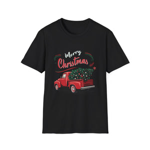 Vintage Wagon Red Truck Christmas Tree Pajama Family Xmas T-Shirt