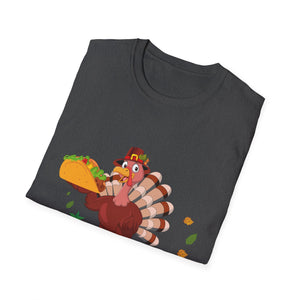 Thanksgiving Turkey 'Eat Tacos' T-Shirt — Funny Holiday Food Graphic Tee  Unisex T-Shirt