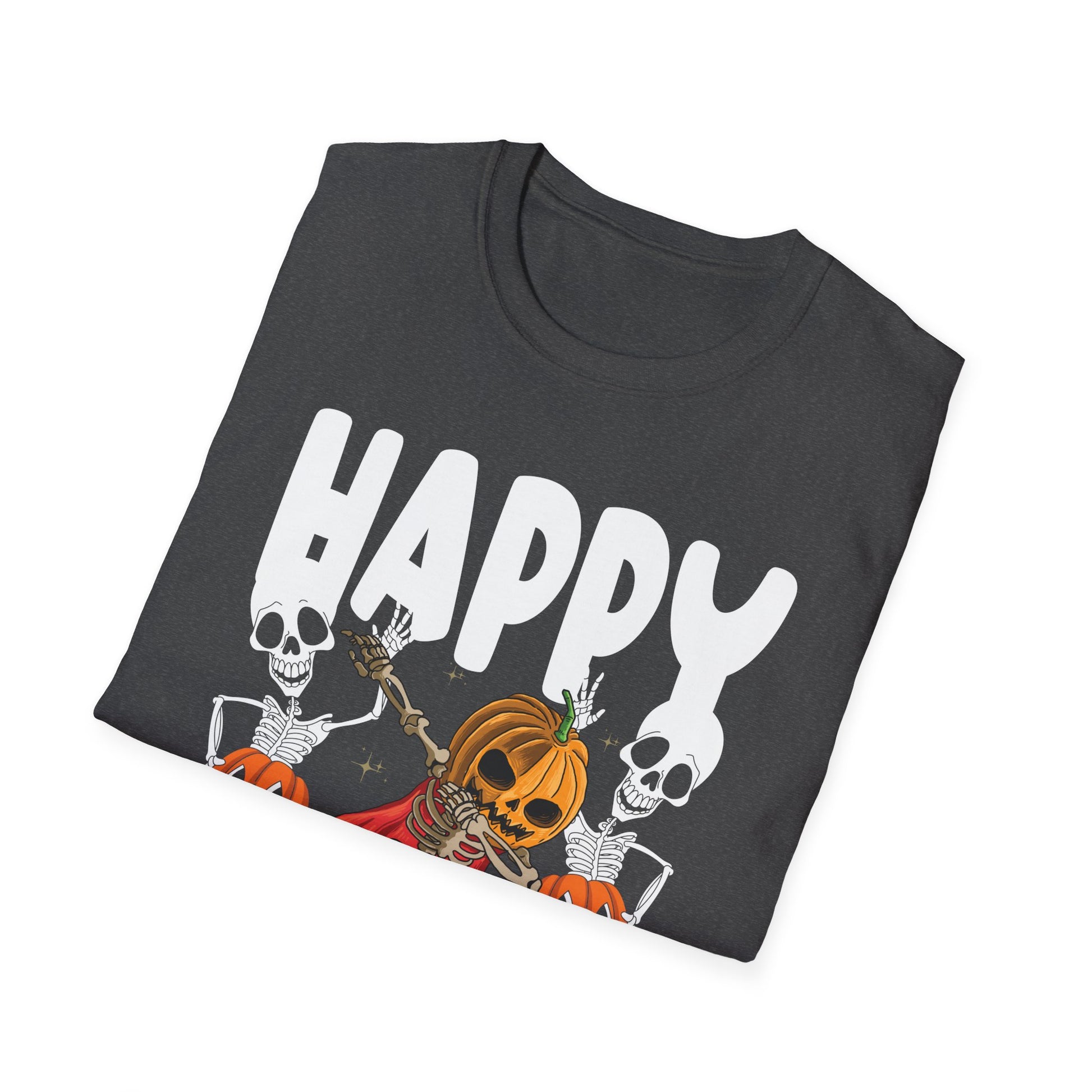 Halloween T-Shirt - "Happy to See Your Face" Pumpkin Skeletons Spooky Graphic Tee