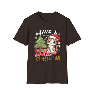 Mewy Christmas_ Cute Cat Christmas Unisex Softstyle T-Shirt