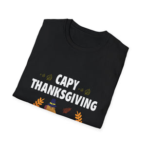 Capy Thanksgiving Cute Capybara Thanksgiving Shirt with Pumpkins & Leaves  Unisex T-Shirt