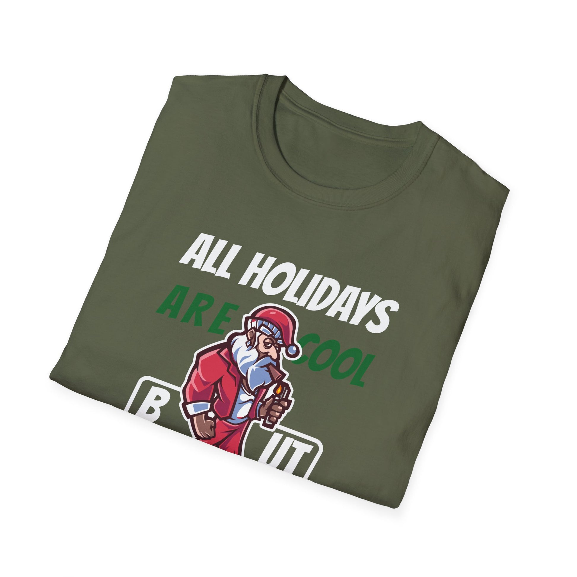 Christmas T-Shirt — "All Holidays Are Cool But Christmas Rules" Santa Graphic