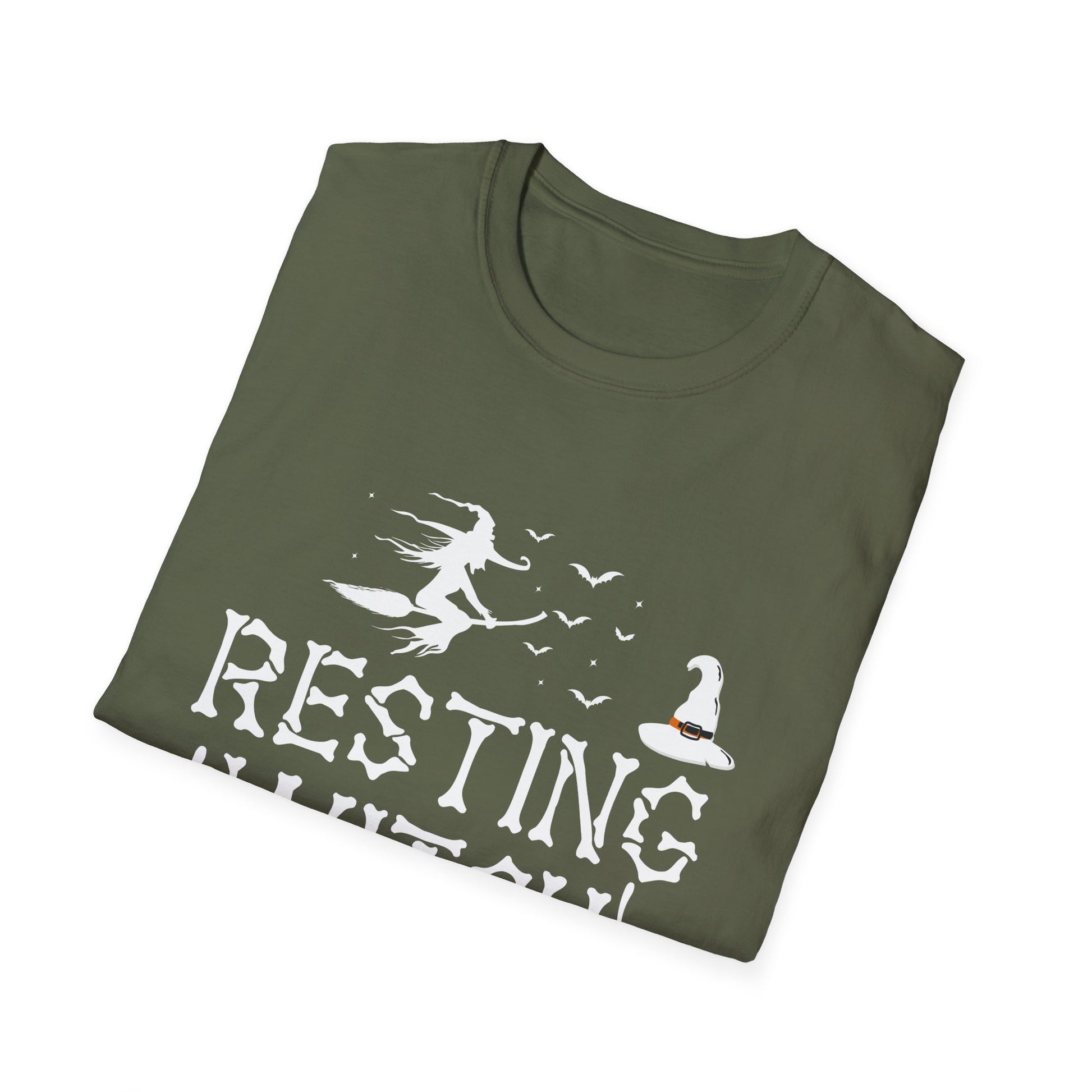 Women Girls Funny Halloween Resting Witch Face T-Shirt