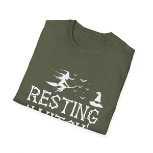 Women Girls Funny Halloween Resting Witch Face T-Shirt