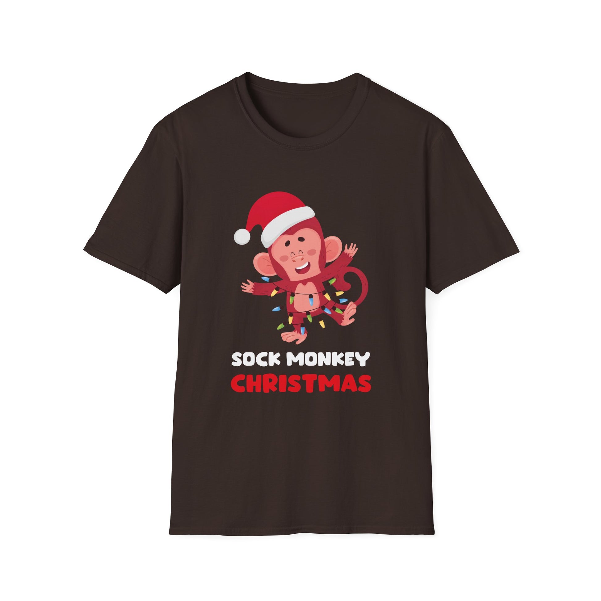 Christmas Sock Monkey T-Shirt — Cute Santa Monkey Holiday Tee