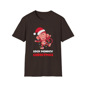 Christmas Sock Monkey T-Shirt — Cute Santa Monkey Holiday Tee