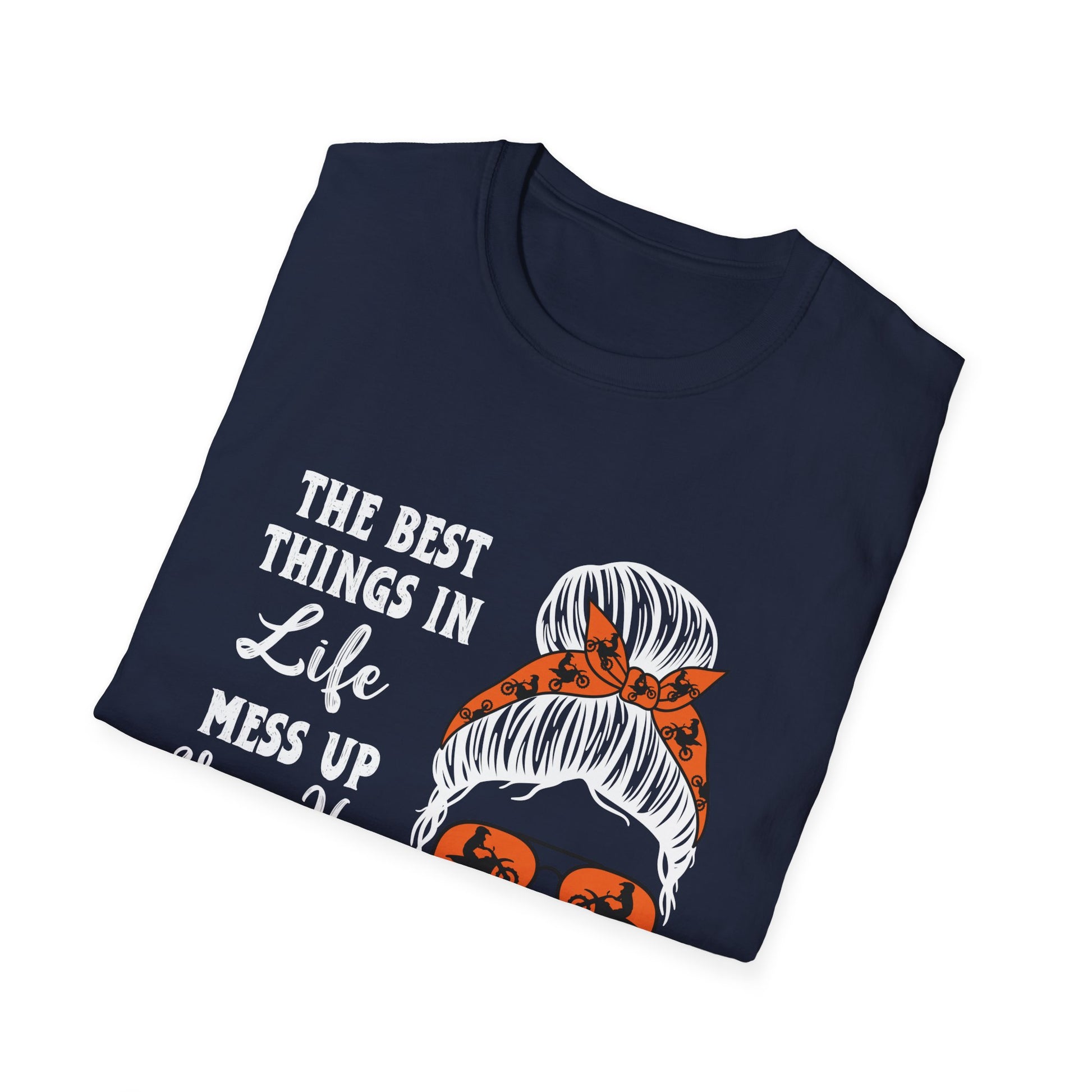 T-Shirt — “The Best Things in Life Mess Up Your Hair” Messy Bun Graphic Tee