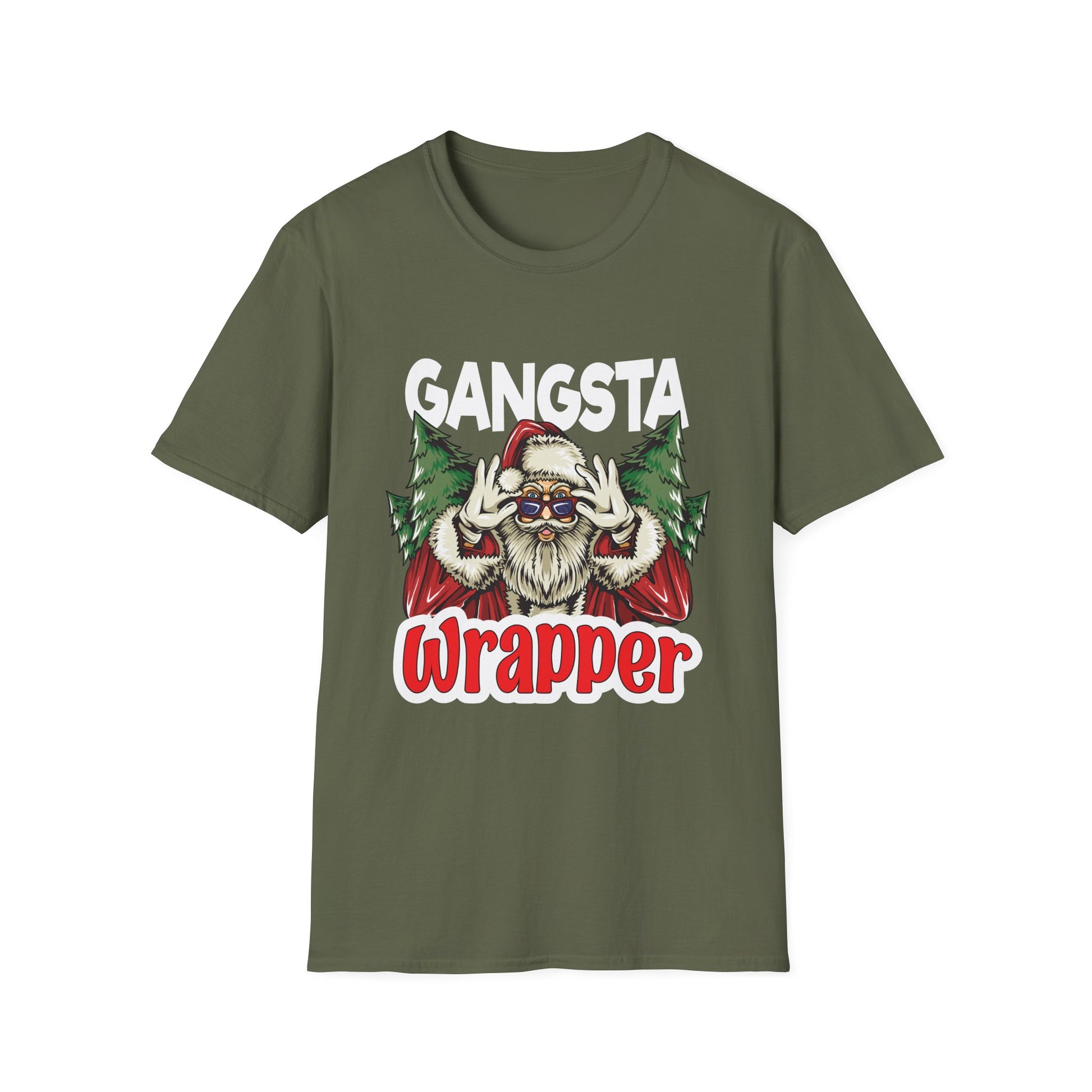 Gangsta Wrapper Christmas T‑Shirt — Funny Santa Holiday Tee