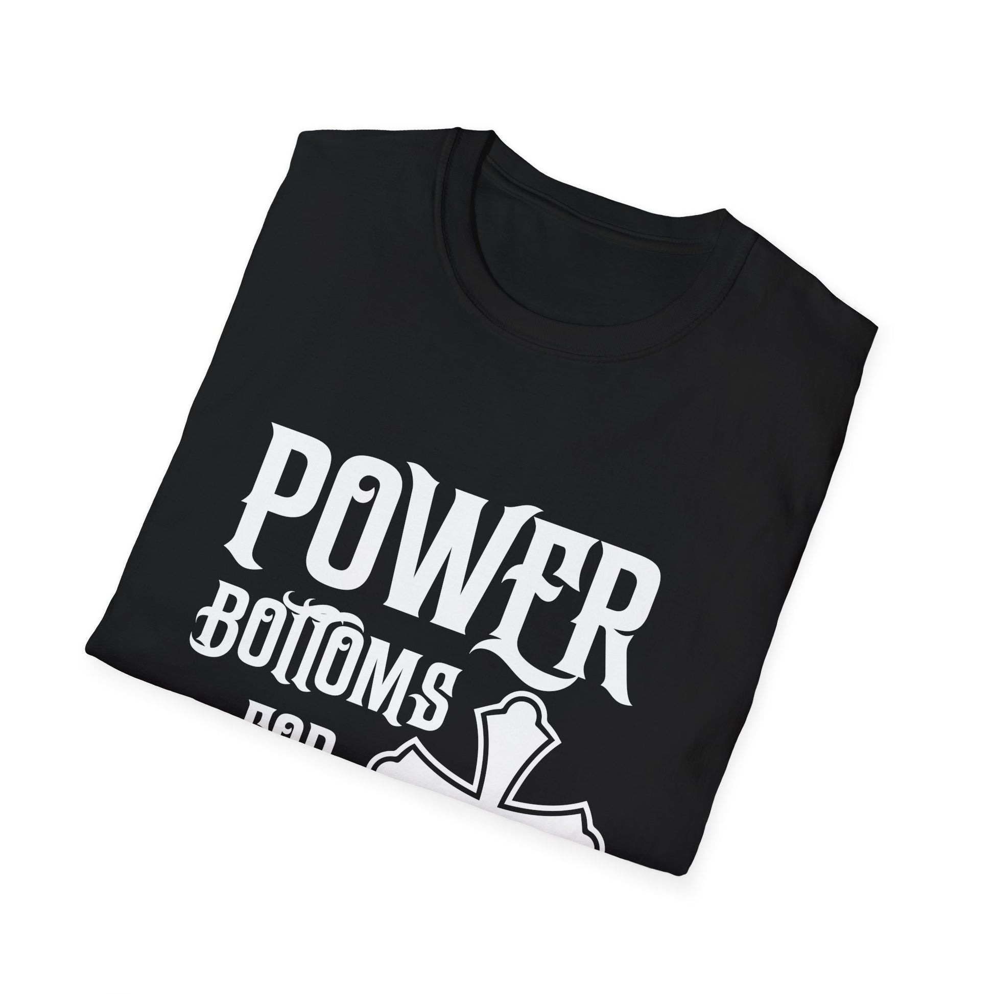 T-Shirt — "Power Bottoms for Jesus" Cross Graphic Religious Tee