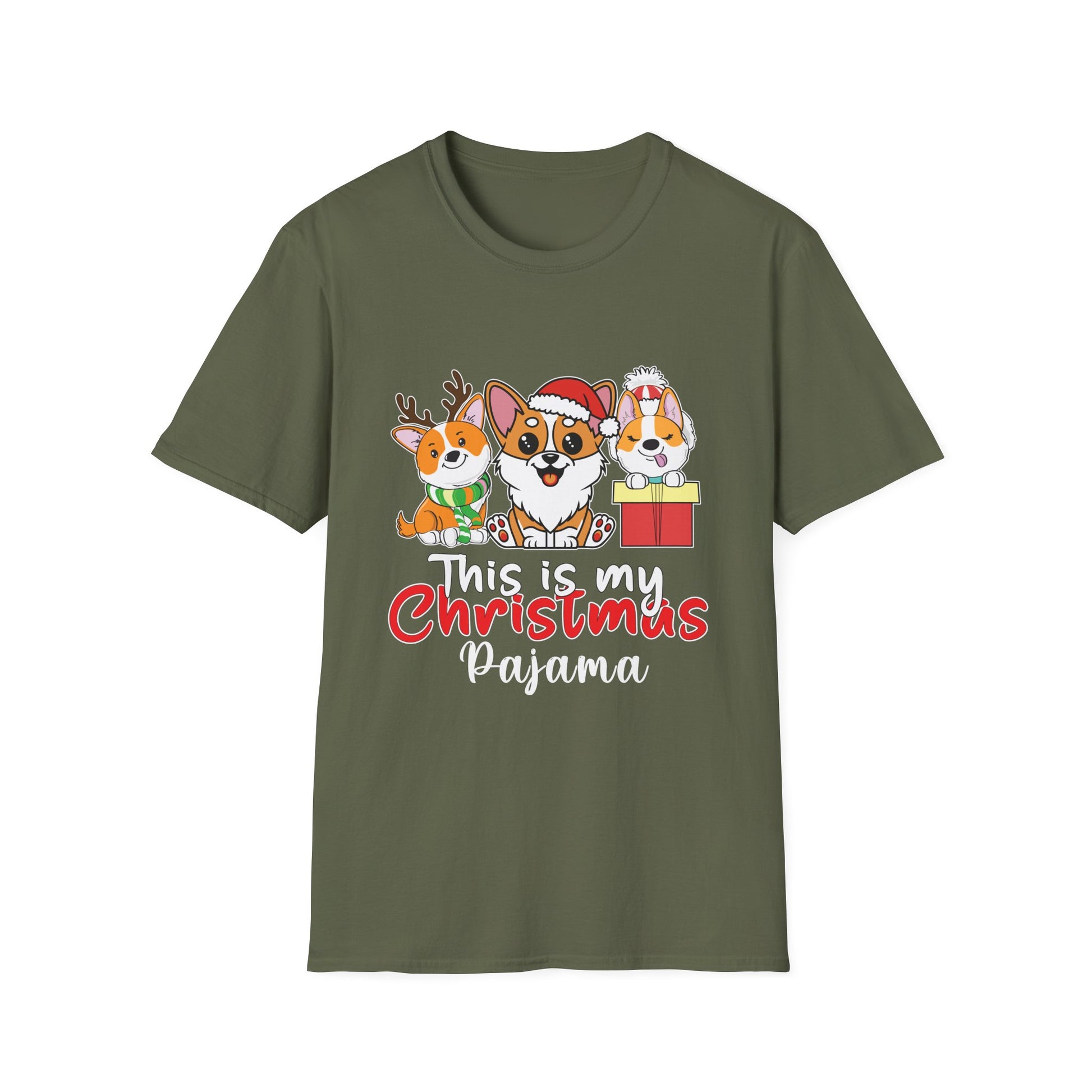 Christmas Pajama T-Shirt — Cute Corgi Trio Holiday Tee