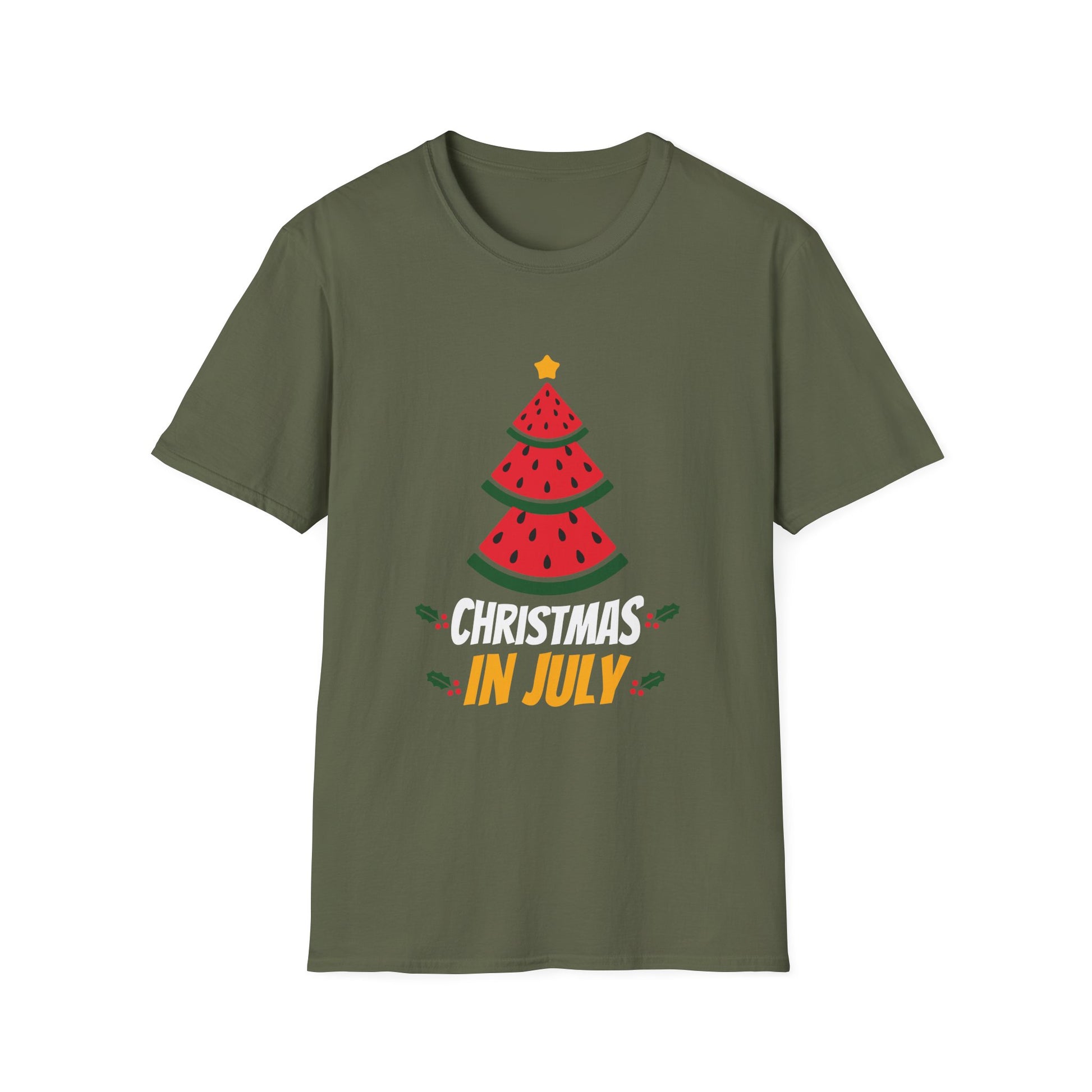 Christmas In July Watermelon Xmas Tree Summer Men Women Kids Unisex T-Shirt