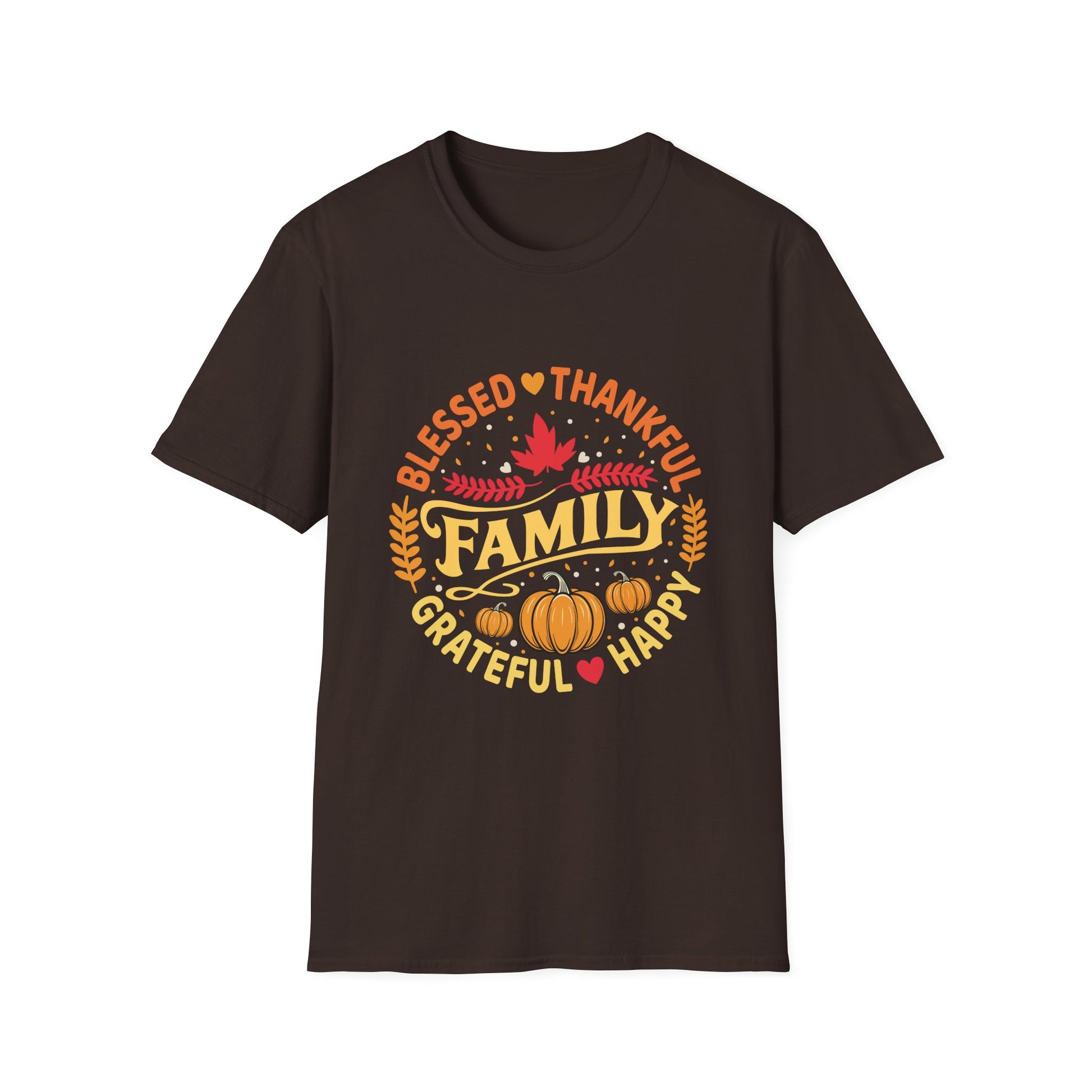 Family Thanksgiving T-Shirt — Blessed, Thankful, Grateful Fall Tee  Unisex T-Shirt