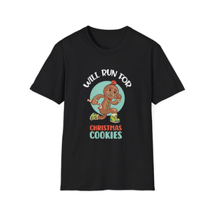Will Run For Christmas Cookies T-Shirt — Funny Gingerbread Running Holiday Tee