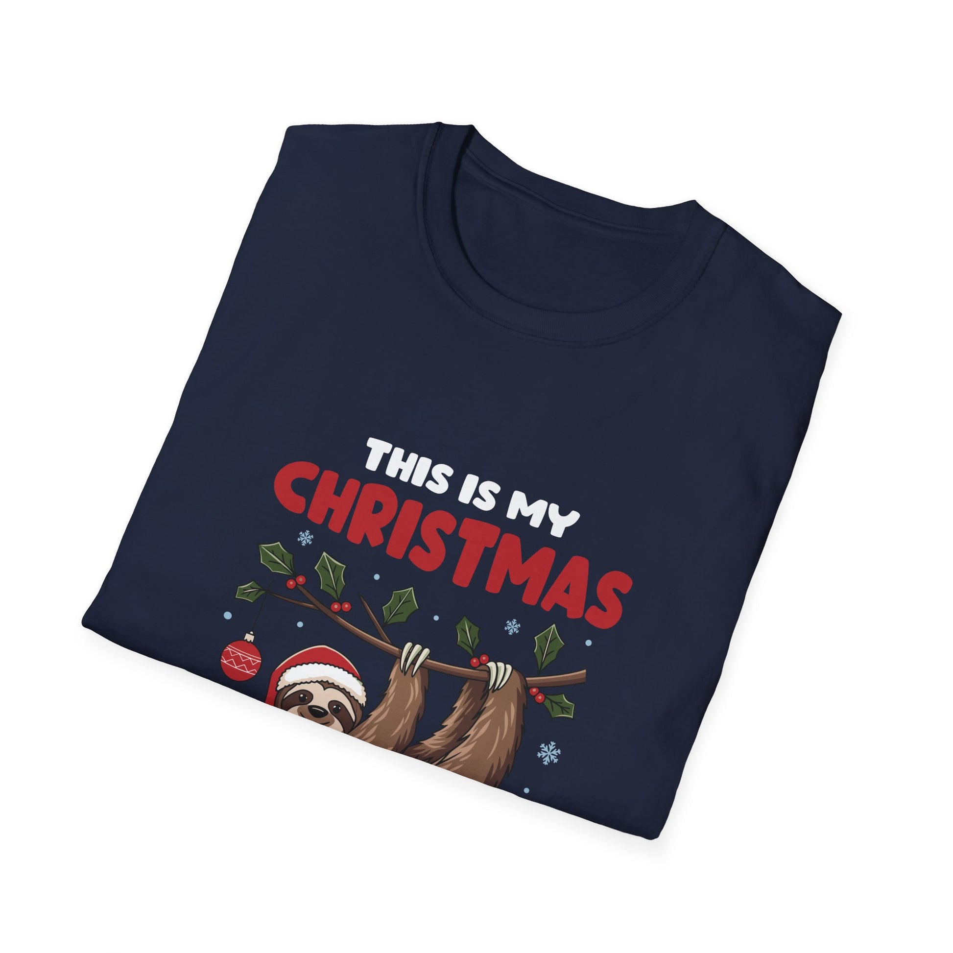 Christmas Pajama Shirt T-Shirt — Cute Sloth Holiday Sleeping Tee