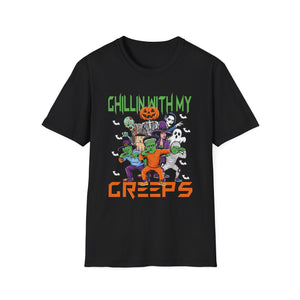Chilling With My Creeps Halloween- Dancing Ghost Halloween Tee