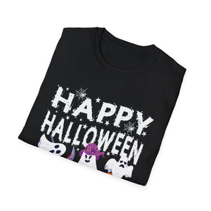 Happy Halloween Ghosts T-Shirt — Cute Spooky Graphic Tee for Halloween