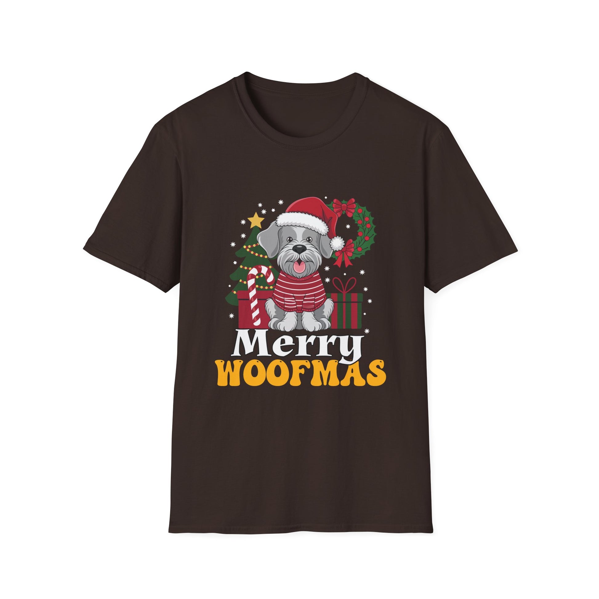 Miniature Schnauzer Merry Woofmas Christmas Dog Unisex Softstyle T-Shirt