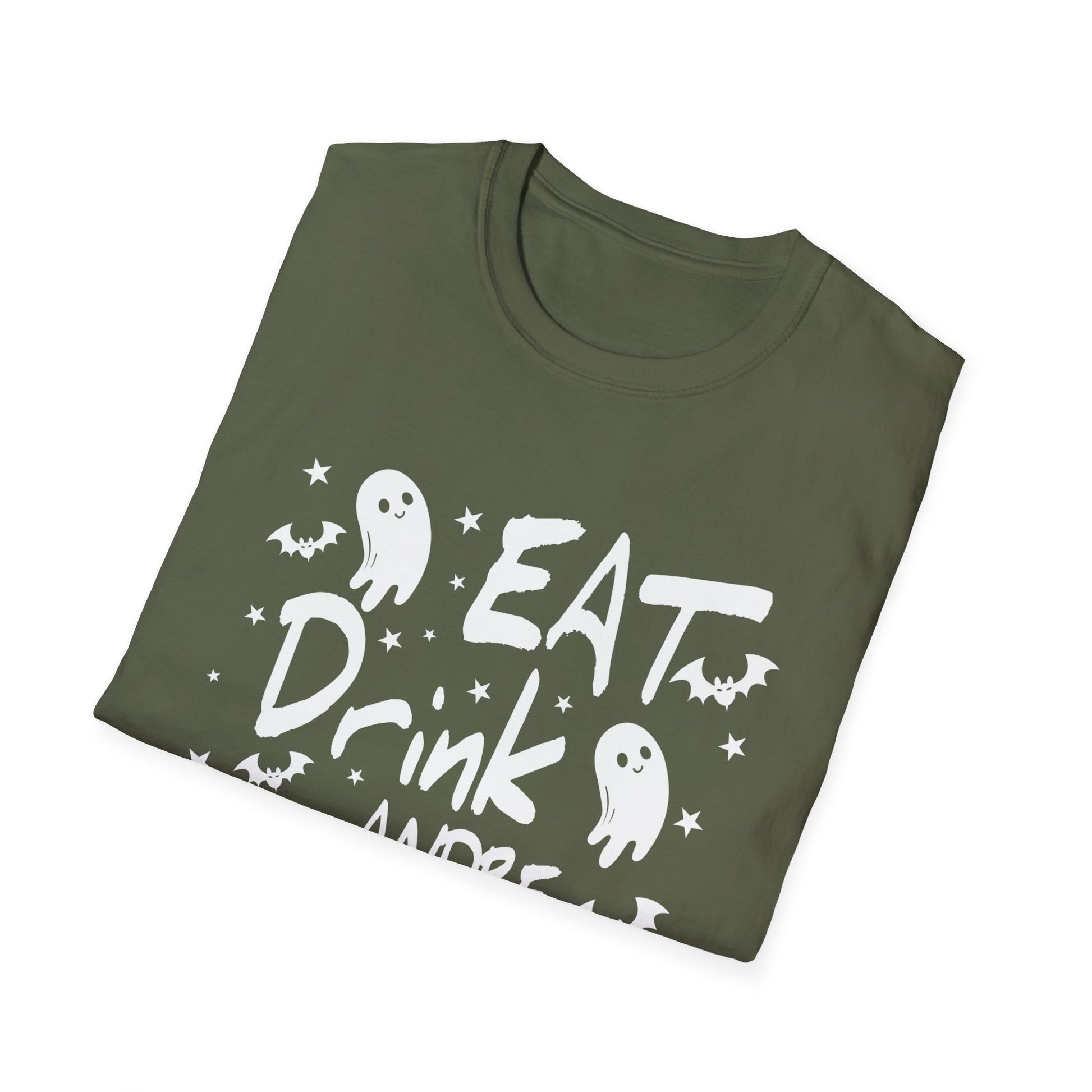 Halloween Ghost Tee - "Eat Drink and Be Scary" Funny Spooky Halloween T-Shirt
