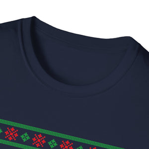 Electric Guitar Christmas T-Shirt — Holiday Ugly Sweater Style for Musicians