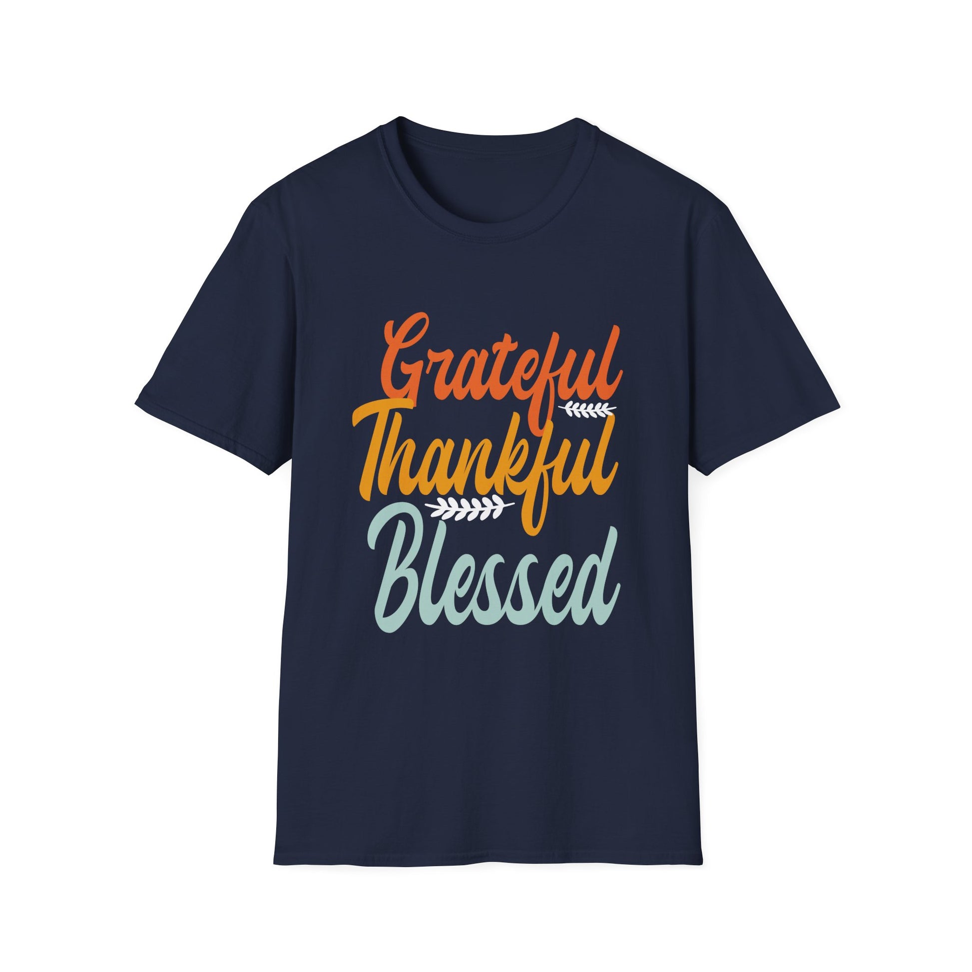 Grateful Thankful Blessed T‑Shirt — Thanksgiving Fall Faith Tee