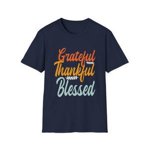 Grateful Thankful Blessed T‑Shirt — Thanksgiving Fall Faith Tee