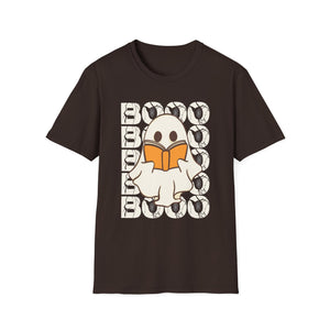 Ghost Reading 'Boo' T-Shirt — Cute Halloween Book Lover Tee