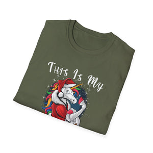 Christmas Pajama Shirt T-Shirt — 'This Is My Christmas Pajama Shirt' Unicorn Holiday Tee