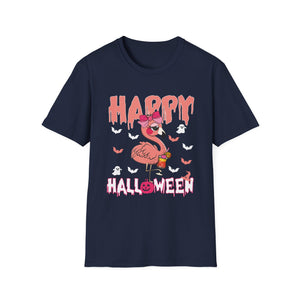 Happy Halloween - Flamingo Lover Witch Hat Pumpkin Halloween TeeUnisex Softstyle T-Shirt