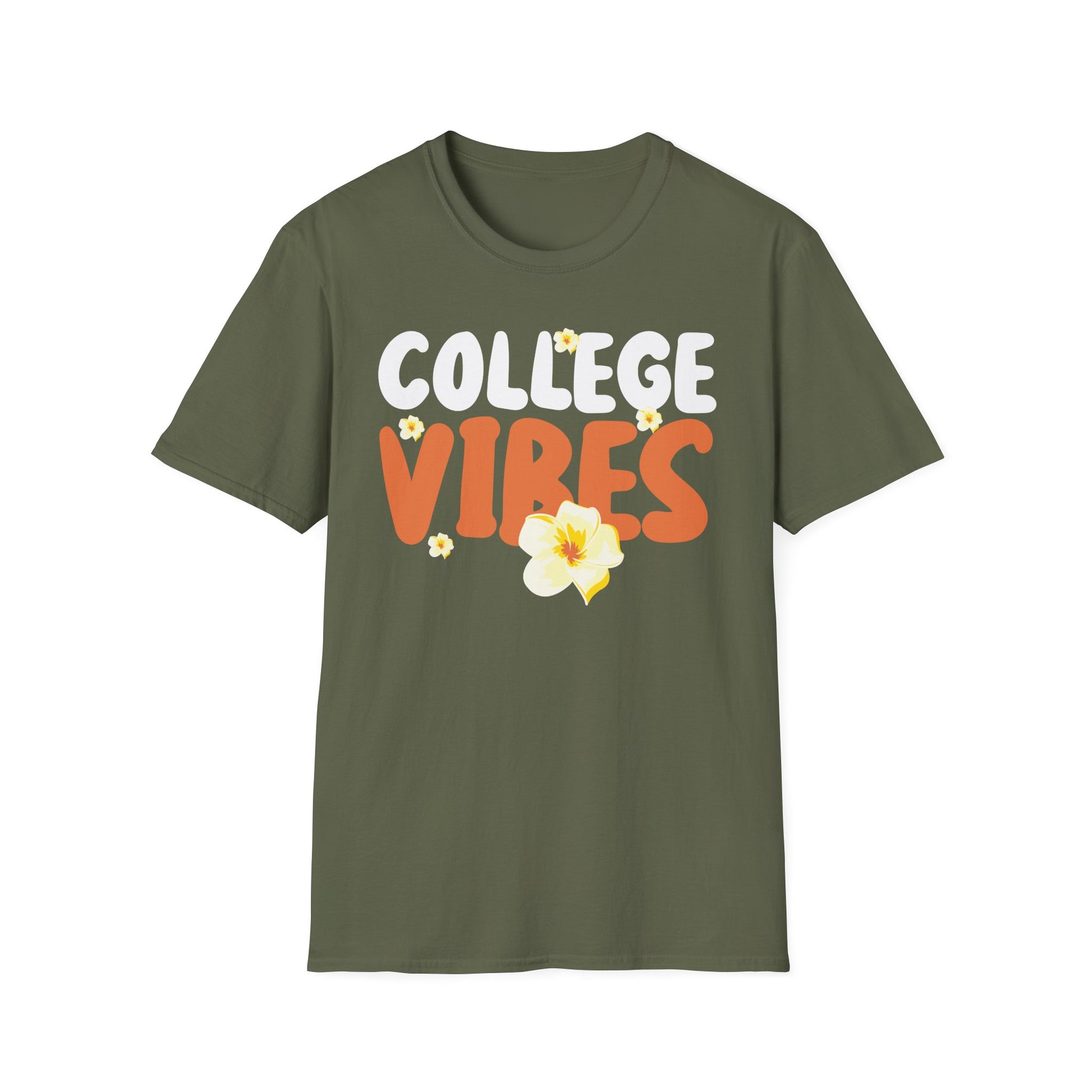 College Vibes T-Shirt — Retro Floral Campus Tee