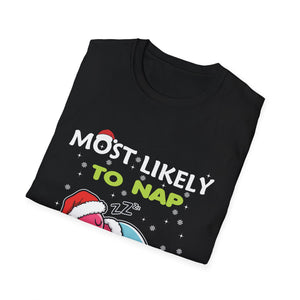 Most Likely To Nap On Christmas Funny Christmas Unisex Softstyle T-Shirt