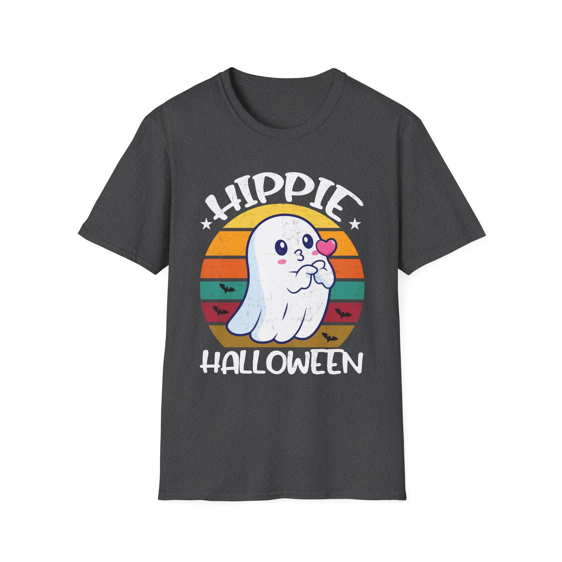 Hippie Halloween T-Shirt – Cute Ghost Retro Sunset Graphic