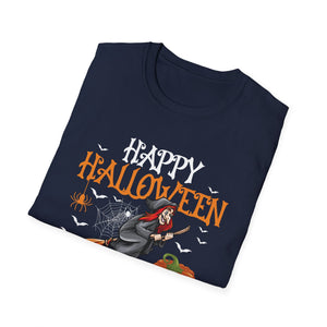 Halloween Birthday T-Shirt – “Happy Halloween And Yes It’s My Birthday” Pumpkin & Witch Tee