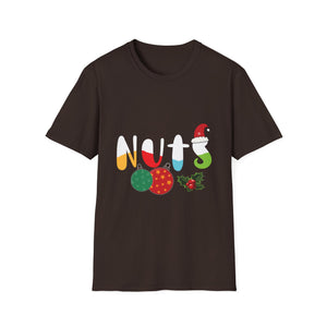 Christmas Nuts Graphic T-Shirt — Festive Holiday Ornaments & Santa Hat Tee