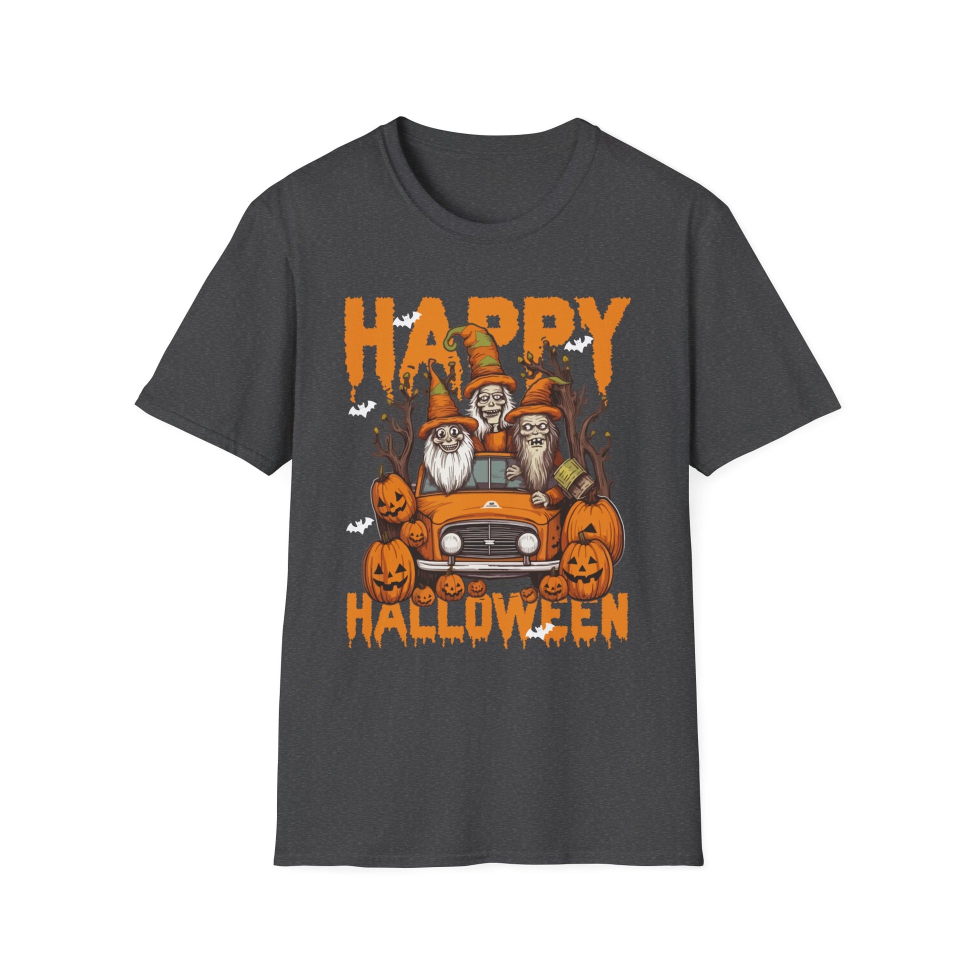 Gnomes Halloween Greeting Holiday Pumpkin Creepy Halloween Tee Unisex Softstyle T-Shirt