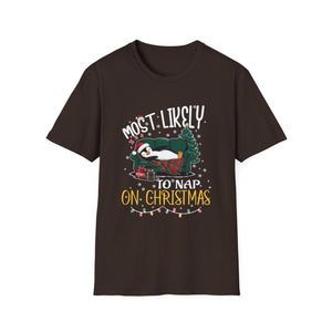 Most Likely To Nap On Christmas Funny Family Christmas Unisex Softstyle T-Shirt