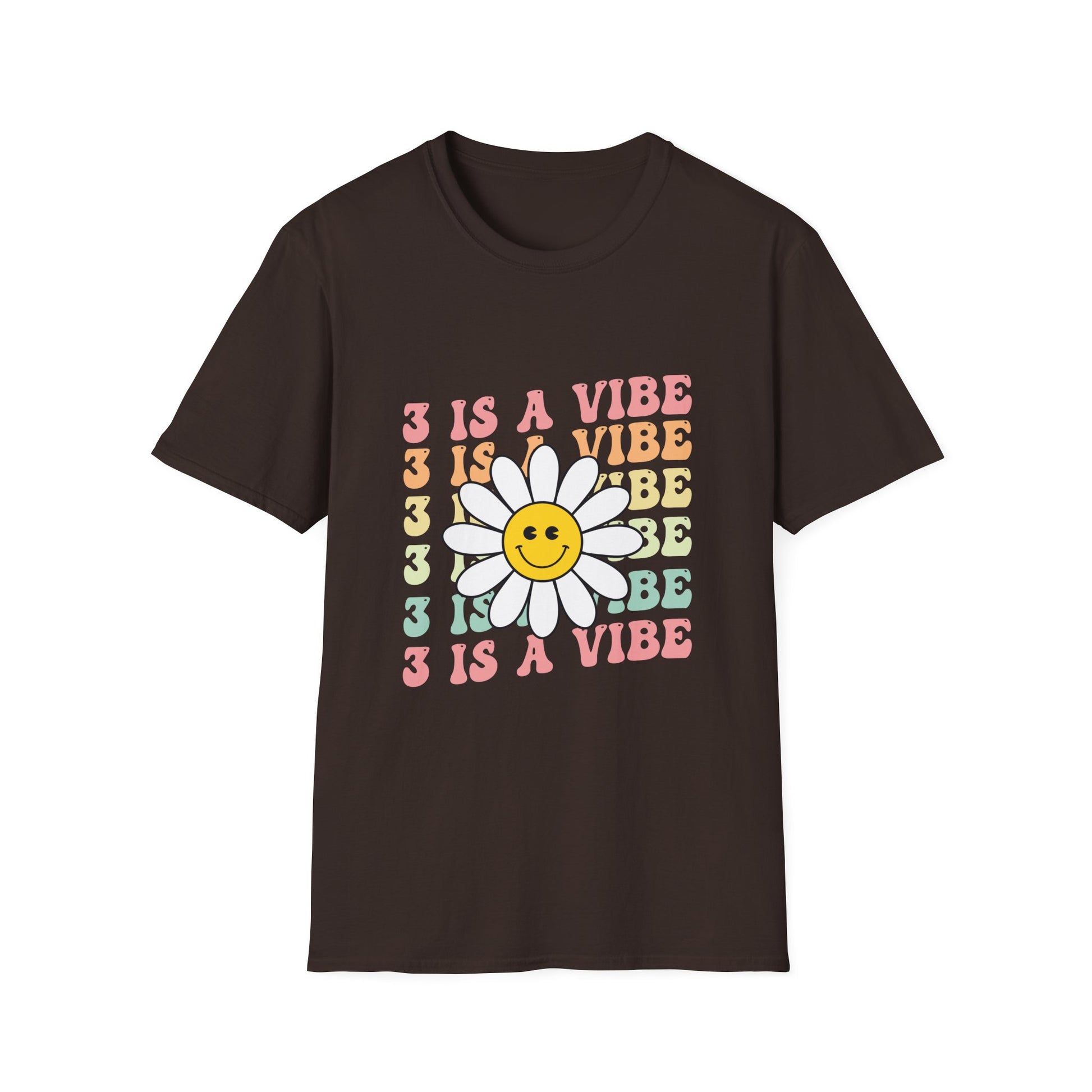 T‑Shirt — "3 Is A Vibe" Retro Daisy Graphic Tee