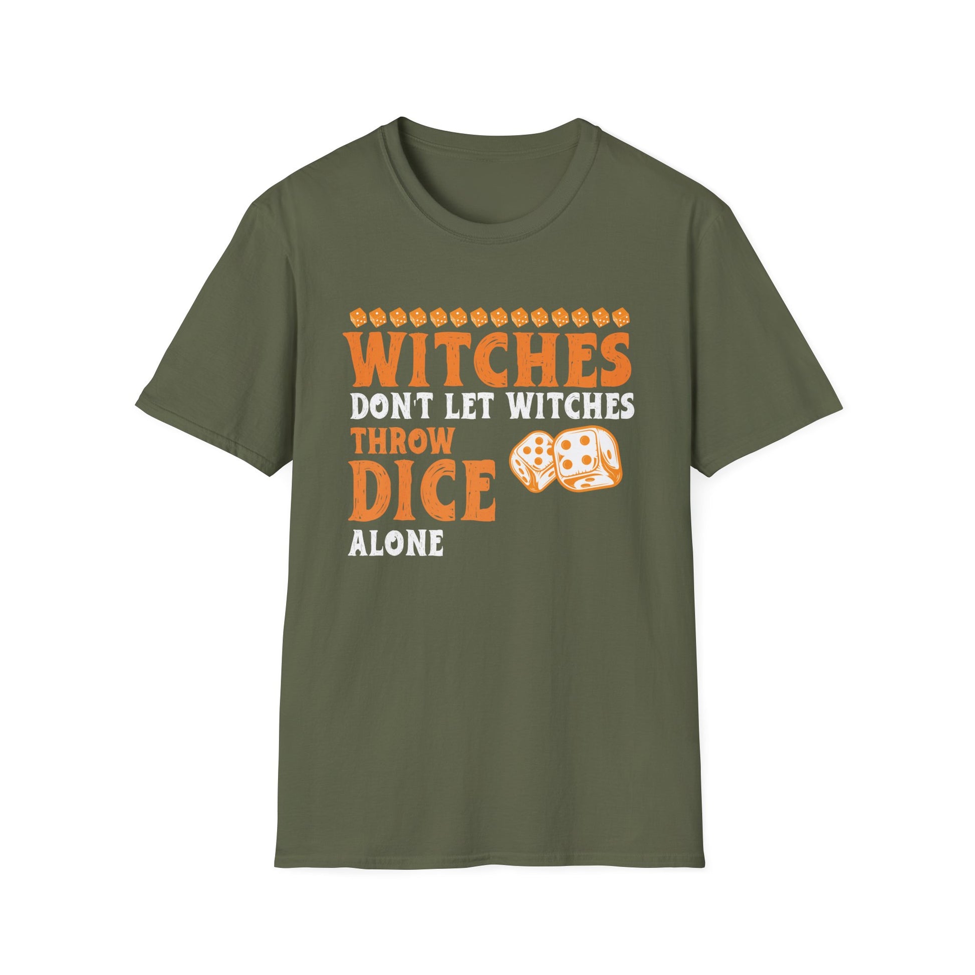 Witches Don’t Let Witches Throw Dice Alone T-Shirt — Halloween Dungeons & Dragons Dice Gamer Tee