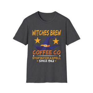Witches Brew Coffee Co. T-Shirt – Halloween Witch Hat Graphic Tee