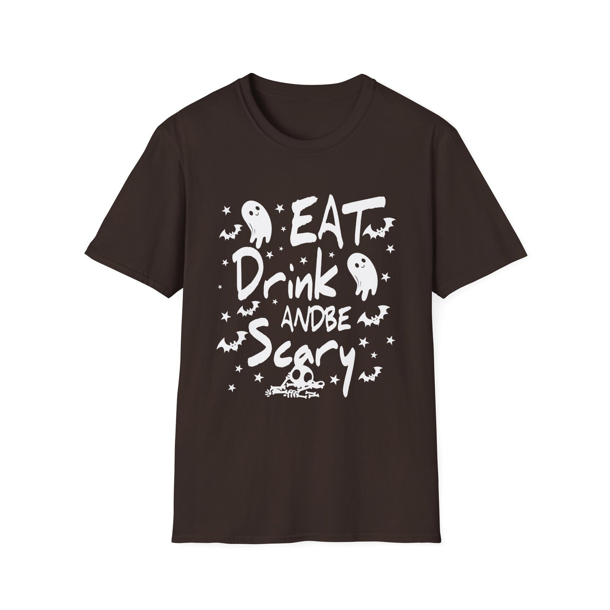 Halloween Ghost Tee - "Eat Drink and Be Scary" Funny Spooky Halloween T-Shirt