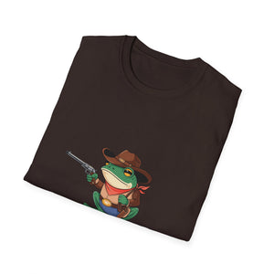 Hold On Partner I'm Overstimulated T-Shirt — Funny Frog Cowboy Graphic Tee