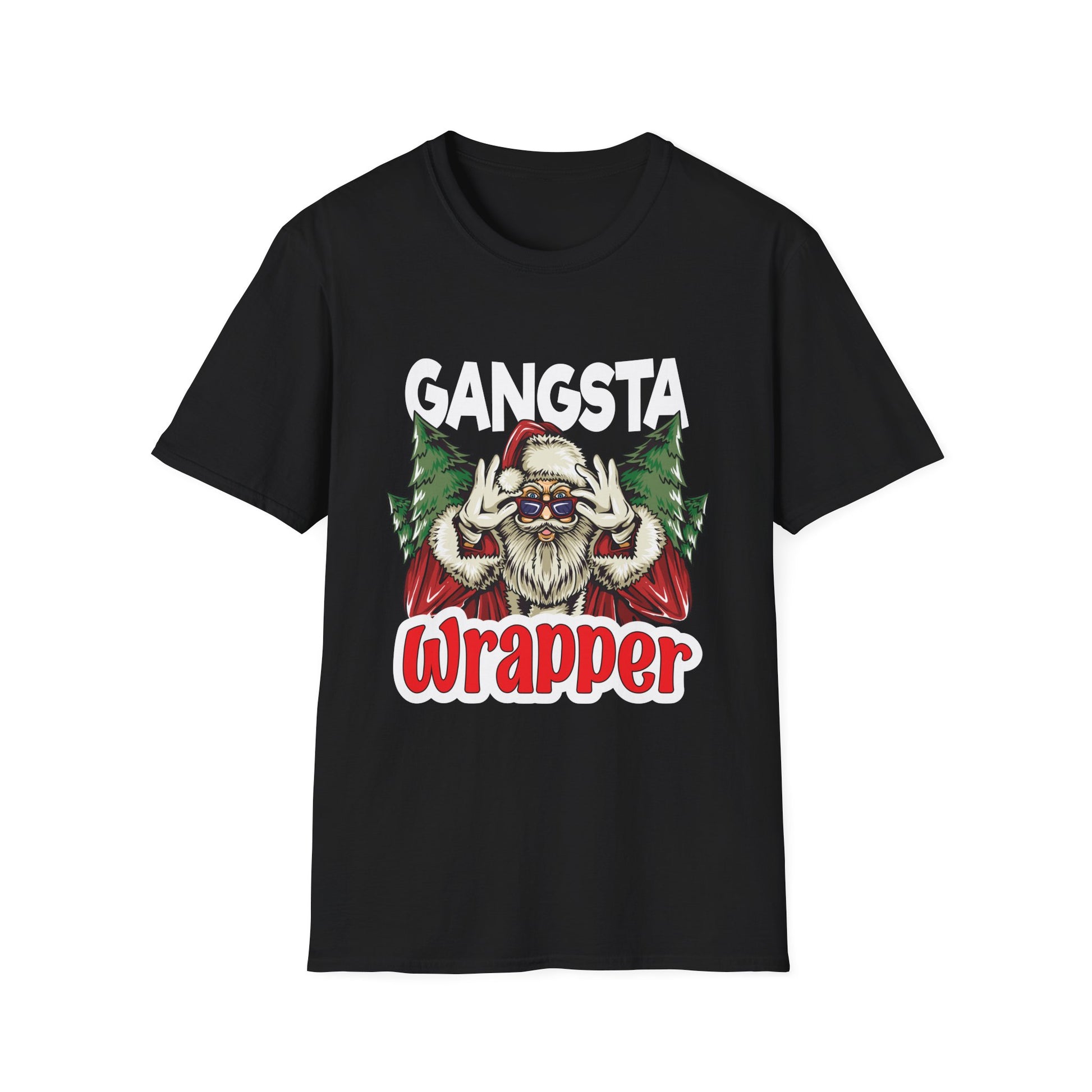 Gangsta Wrapper Christmas T‑Shirt — Funny Santa Holiday Tee