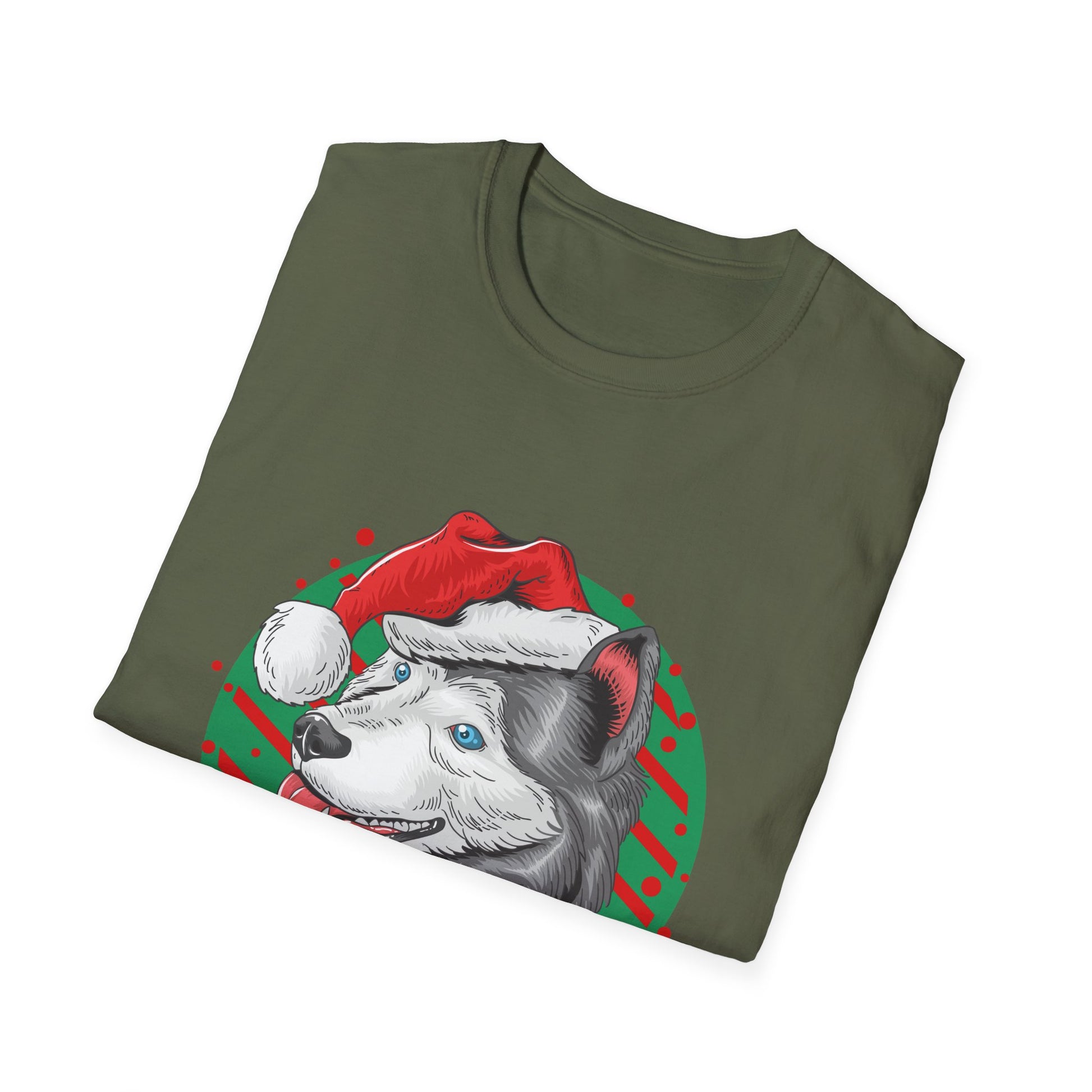 Husky Christmas T-Shirt — Festive Santa Hat Dog Holiday Tee