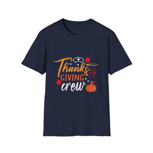 Thanksgiving Crew T-Shirt — Fall Pumpkin & Turkey Day Graphic Tee