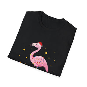 Christmas Flamingo T-Shirt — Festive Pink Flamingo with Santa Hat