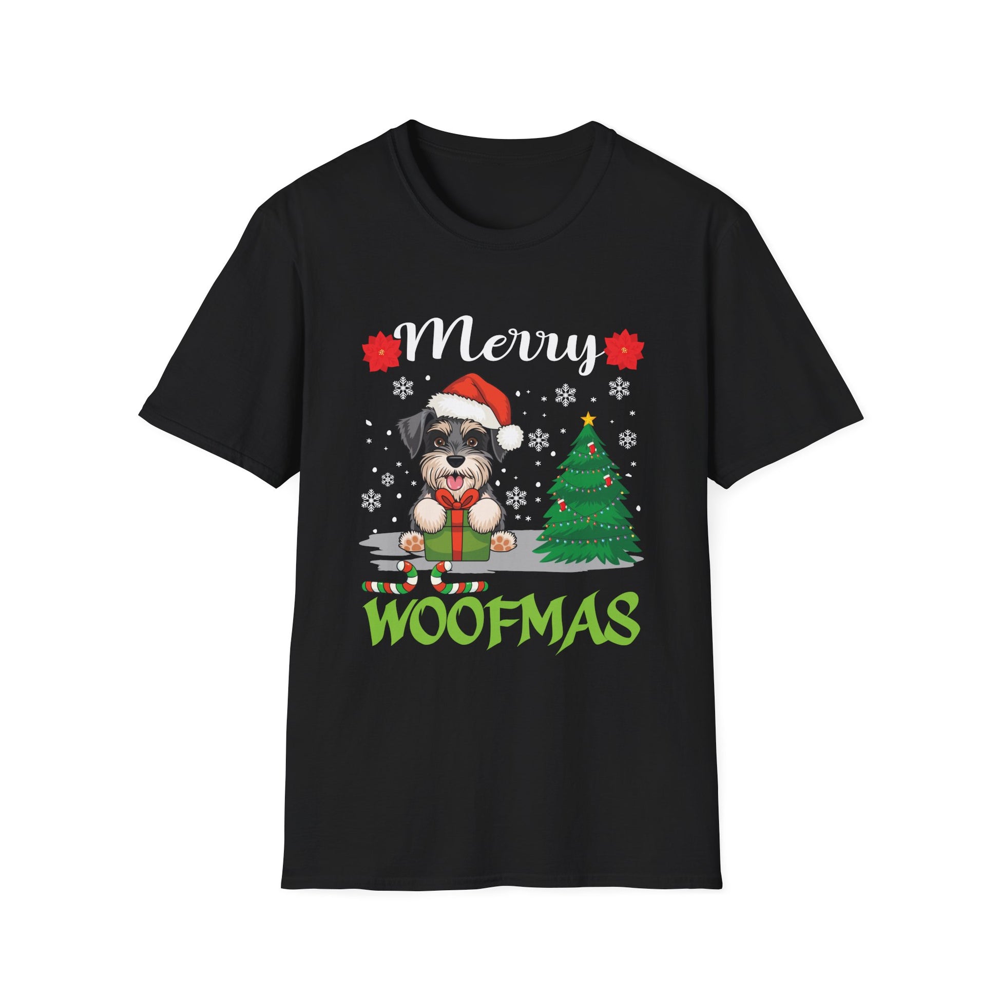Miniature Schnauzer Merry Woofmas Christmas Dog Gift Unisex Softstyle T-Shirt